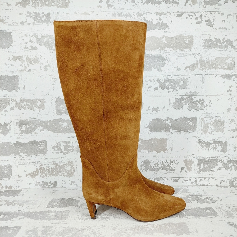 Vince Camuto Brown Suede Knee-High Heeled Boots - Picture 7 of 12